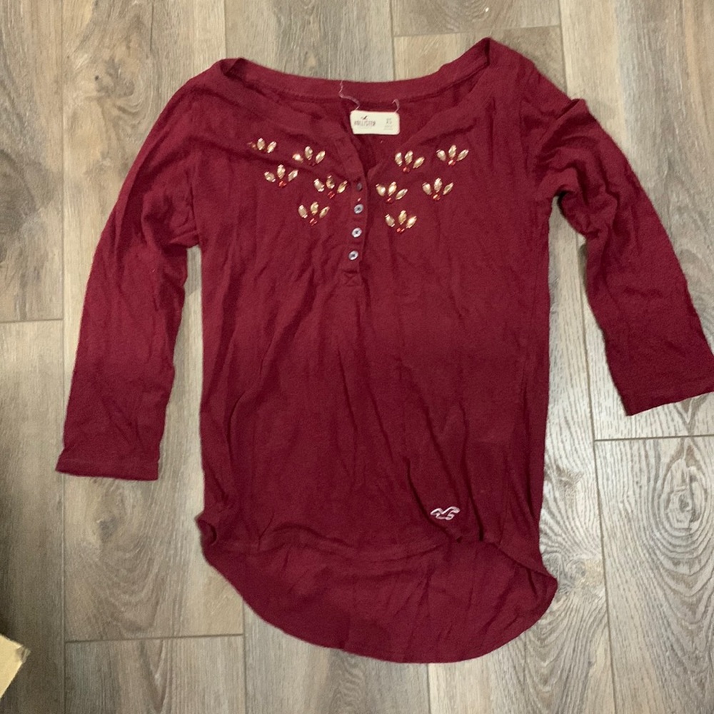 🔴 Maroon Hollister 3/4 Tee